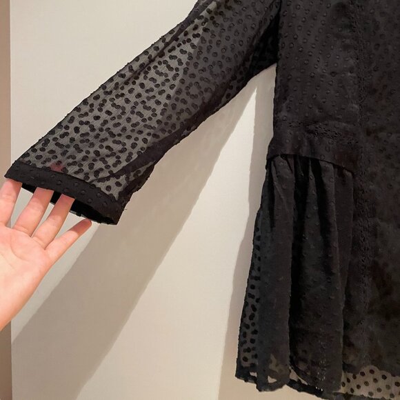Anthropologie Vanessa Virginia Black Sheer Blouse - Picture 6 of 10